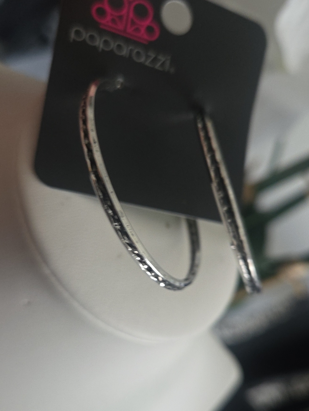 Paparazzi Texture Tempo Silver Hoop Earrings NWT